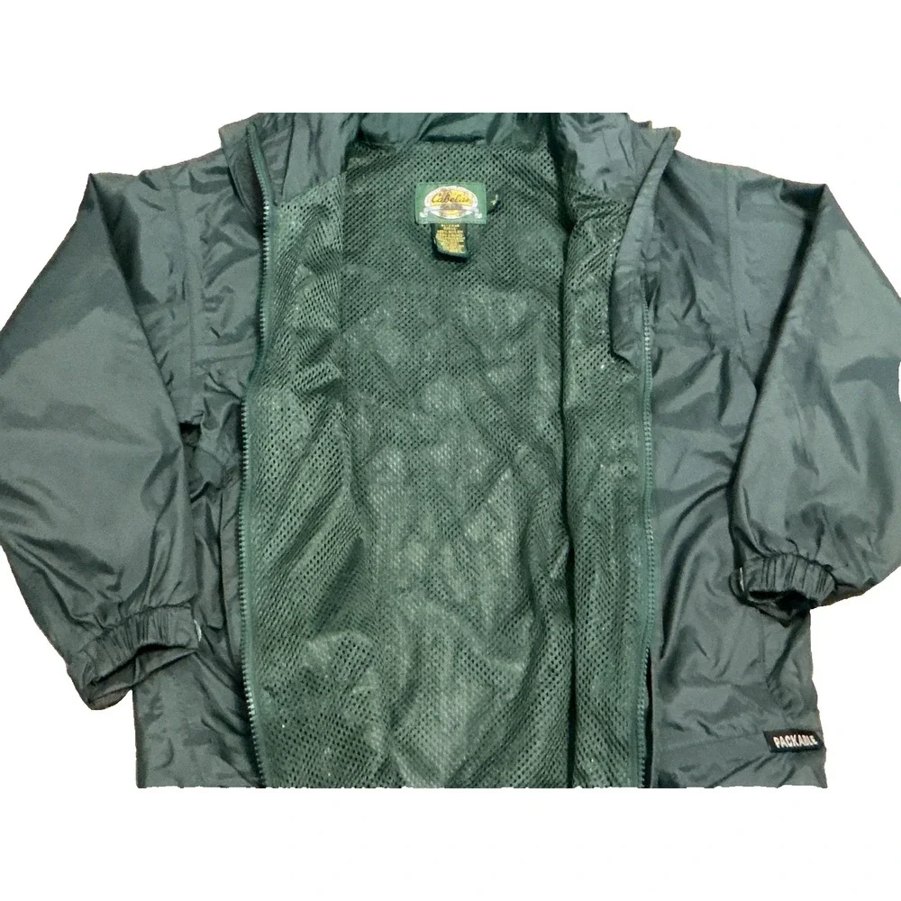 Cabelas Kid Youth Visor Hooded Mesh Lined Lightweight Packable Windbreaker Small